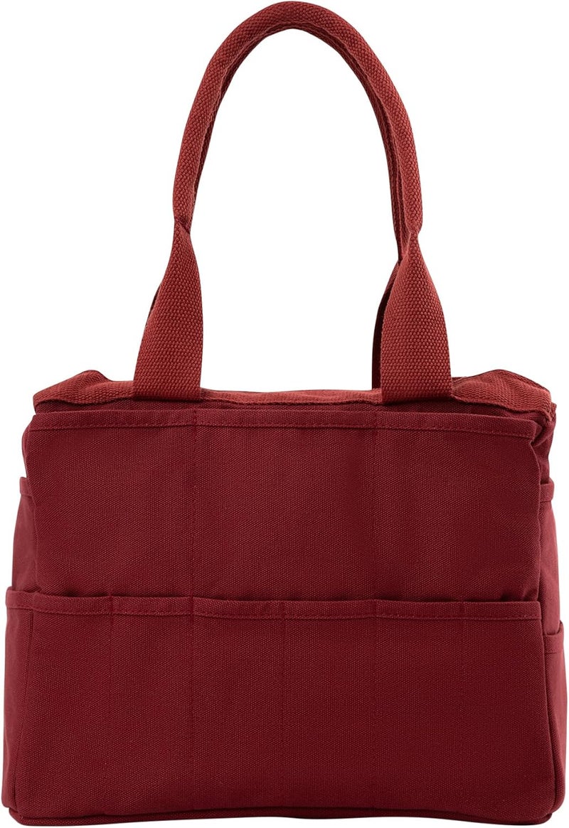 Soolla Studio Bag: Art Supply Organizer & Pottery Tool Bag, Washable Craft Tote, Knitting Yarn Holder, Crochet Projects, 30 Pockets, 20+ Canvas Colors, Gift for Artists & Teachers (Sangria Red) - Image 3